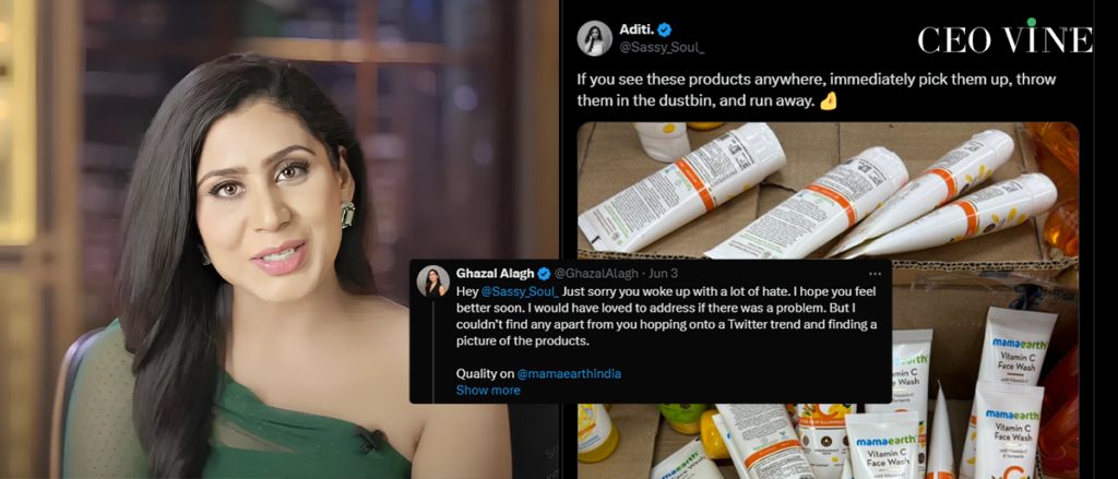 Twitter War Erupts Between Mamaearth’s Ghazal Alagh and User Over Product Quality Twitter War Erupts Between Mamaearth's Ghazal Alagh and User Over Product Quality